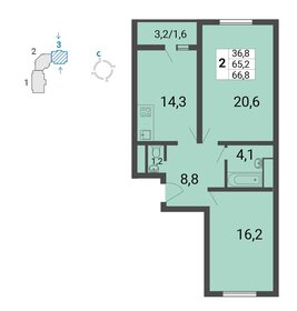 68 м², 2-комнатная квартира 14 000 000 ₽ - изображение 58