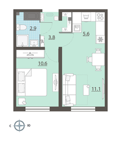 33 м², 1-комнатная квартира 2 150 000 ₽ - изображение 50