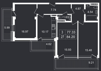 84,8 м², 3-комнатные апартаменты 19 906 840 ₽ - изображение 12