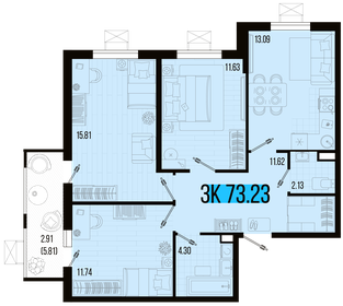 79,7 м², 3-комнатная квартира 7 499 989 ₽ - изображение 16