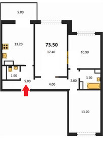 Квартира 73,5 м², 3-комнатная - изображение 1