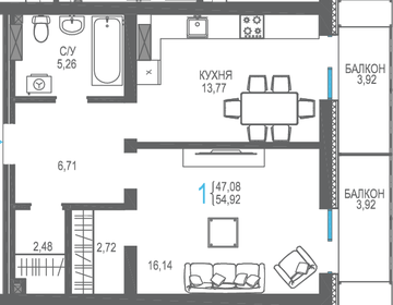 31 м², 1-комнатная квартира 6 500 000 ₽ - изображение 94