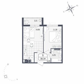 Квартира 38,3 м², 1-комнатная - изображение 1