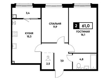 61,4 м², 2-комнатная квартира 5 433 900 ₽ - изображение 58