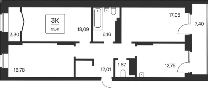 Квартира 95,4 м², 3-комнатная - изображение 2