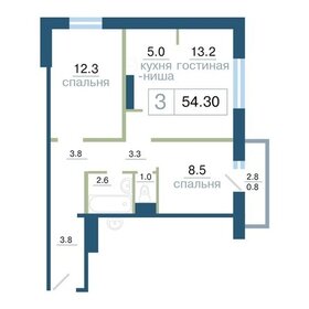 Квартира 54,3 м², 3-комнатная - изображение 1