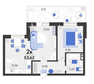 54,4 м², 2-комнатная квартира 7 454 170 ₽ - изображение 9