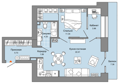 55 м², 2-комнатная квартира 7 553 980 ₽ - изображение 22