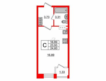 Квартира 24,6 м², студия - изображение 1