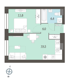 39,5 м², 1-комнатная квартира 7 549 872 ₽ - изображение 8