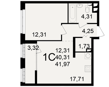 Квартира 42 м², 1-комнатная - изображение 1