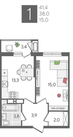 41,6 м², 1-комнатная квартира 10 404 160 ₽ - изображение 40