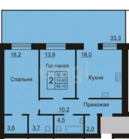 73,9 м², 2-комнатная квартира 7 200 000 ₽ - изображение 36