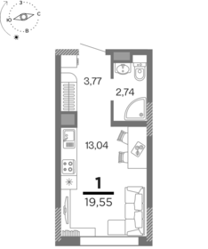 19,6 м², 1-комнатная квартира 2 510 580 ₽ - изображение 26