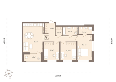 85 м², 3-комнатная квартира 10 200 000 ₽ - изображение 35