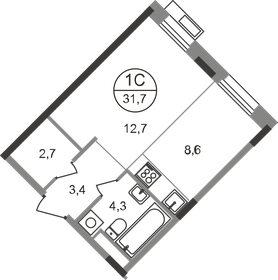 Квартира 31,7 м², студия - изображение 1