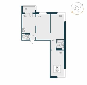 Квартира 82,7 м², 3-комнатная - изображение 2