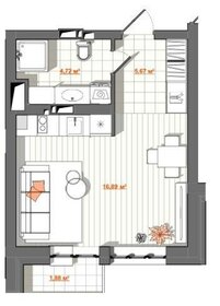 Квартира 29,3 м², 1-комнатная - изображение 1