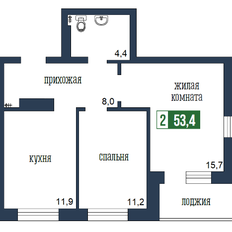 Квартира 53,4 м², 2-комнатная - изображение 3