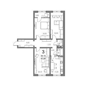 Квартира 84,1 м², 3-комнатная - изображение 2