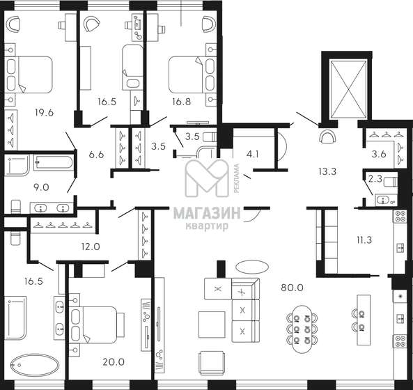 271,1 м², 4-комнатные апартаменты 179 000 000 ₽ - изображение 1