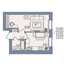 32,5 м², 1-комнатная квартира 3 349 560 ₽ - изображение 34