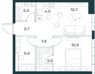 Квартира 47,4 м², 2-комнатная - изображение 1