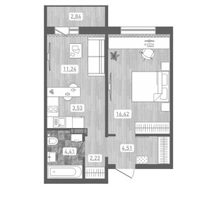 Квартира 42,3 м², 1-комнатная - изображение 1