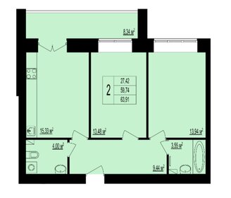 63,3 м², 2-комнатная квартира 4 870 000 ₽ - изображение 71