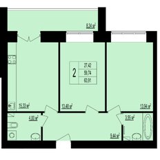 Квартира 63,9 м², 2-комнатная - изображение 3