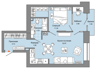 Квартира 51 м², 2-комнатная - изображение 1