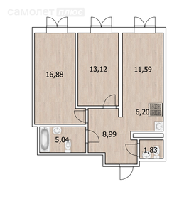 Квартира 63,6 м², 3-комнатная - изображение 1