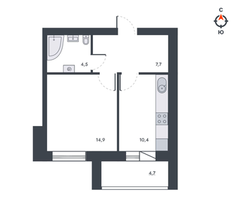 Квартира 42,2 м², 1-комнатная - изображение 2