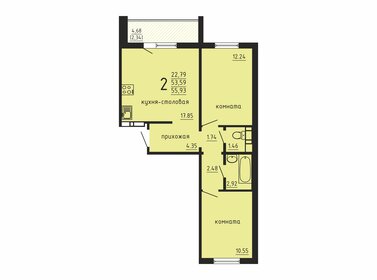 55,9 м², 2-комнатная квартира 5 360 000 ₽ - изображение 23
