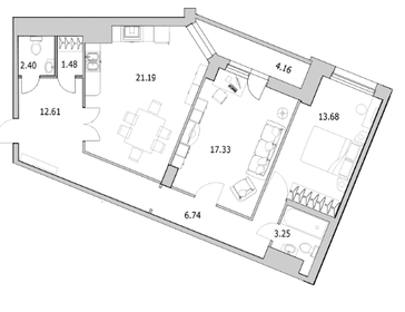 Квартира 84,2 м², 2-комнатная - изображение 1