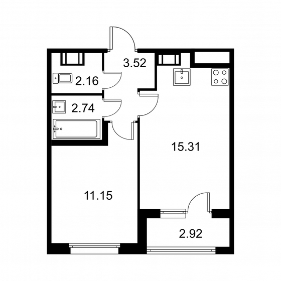 36,3 м², 1-комнатная квартира 5 778 060 ₽ - изображение 1