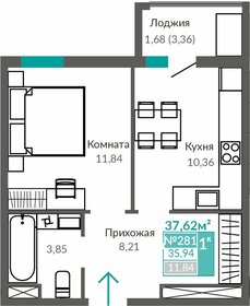 38,5 м², 1-комнатная квартира 5 807 000 ₽ - изображение 13