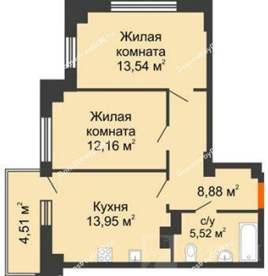 56 м², 2-комнатная квартира 7 400 000 ₽ - изображение 1