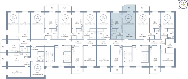 48,3 м², 1-комнатная квартира 6 520 000 ₽ - изображение 14