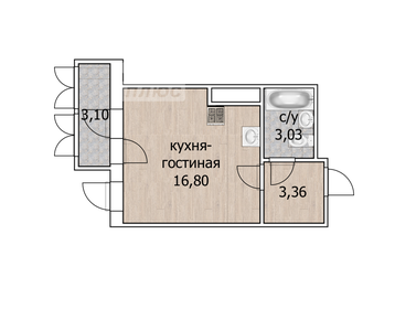 Квартира 24,7 м², студия - изображение 1