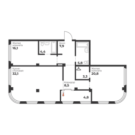 Квартира 98,2 м², 2-комнатная - изображение 1