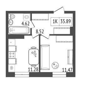 36,5 м², 1-комнатная квартира 3 300 000 ₽ - изображение 52