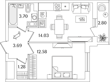 36,5 м², 1-комнатная квартира 8 929 060 ₽ - изображение 68
