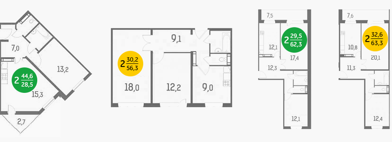 Квартира 56,3 м², 2-комнатная - изображение 1