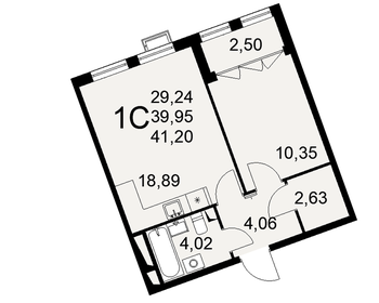 41,2 м², 1-комнатная квартира 5 768 000 ₽ - изображение 1