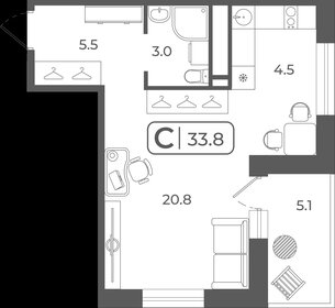 33,9 м², 1-комнатная квартира 4 600 000 ₽ - изображение 1