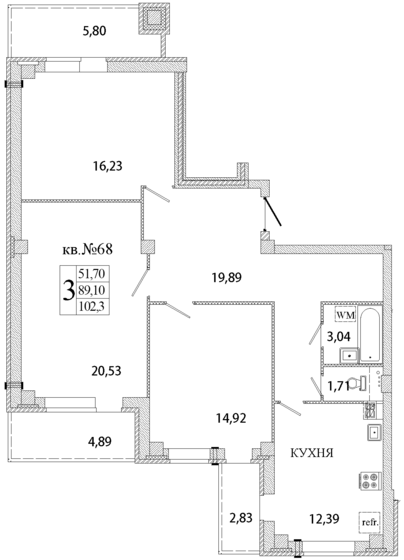 95,4 м², 3-комнатная квартира 6 911 750 ₽ - изображение 1
