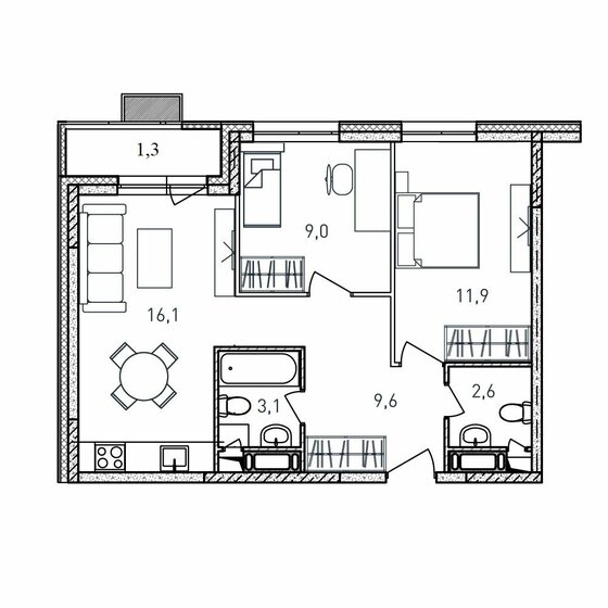 53,6 м², 2-комнатная квартира 9 567 600 ₽ - изображение 46