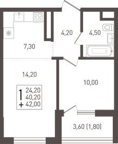 41,8 м², 1-комнатная квартира 7 628 500 ₽ - изображение 11