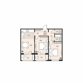 Квартира 62,1 м², 3-комнатная - изображение 1